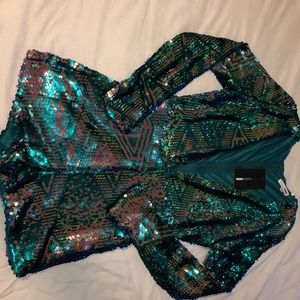 Fashion Nova Multi-Color Sequin Romper